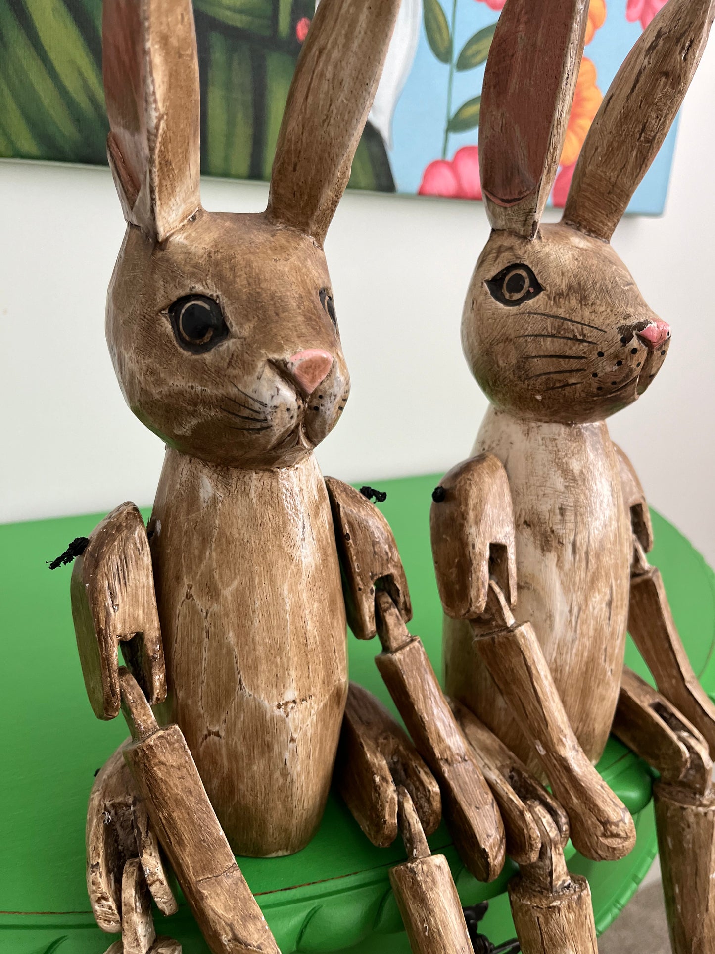 Lovely Pair of Wooden Rabbits