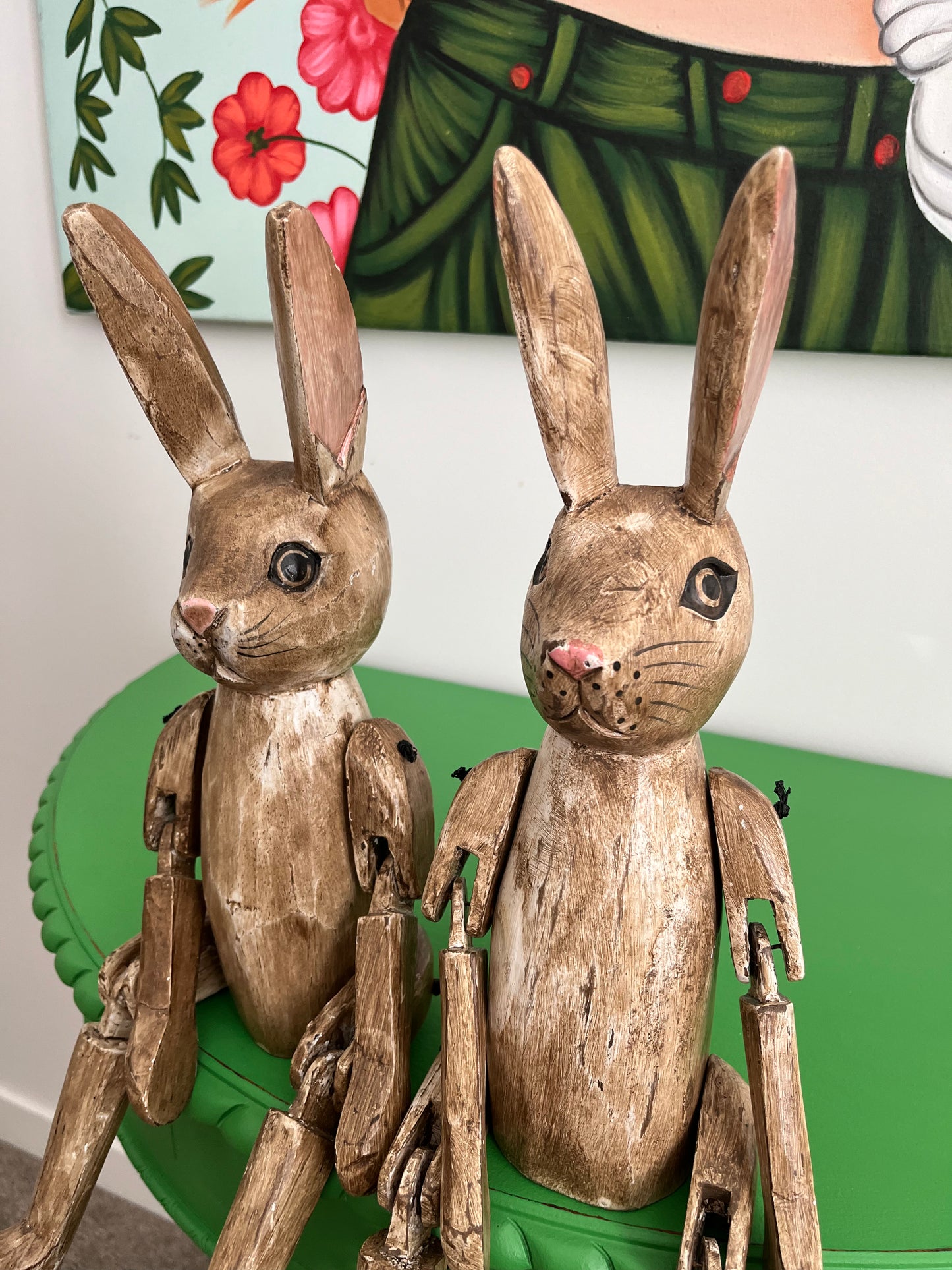 Lovely Pair of Wooden Rabbits