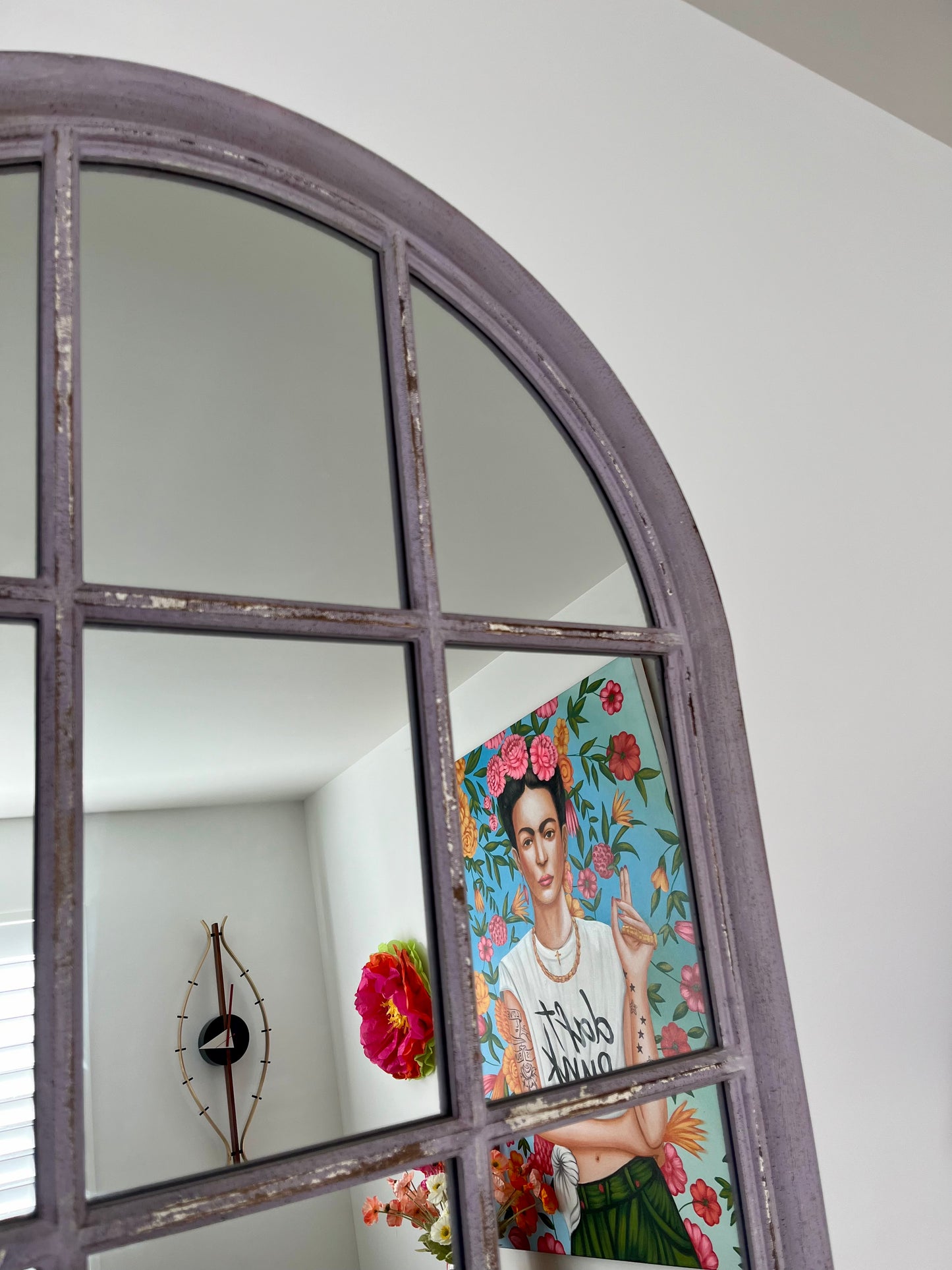 Beautiful Large Vintage Wooden Arch Mirror