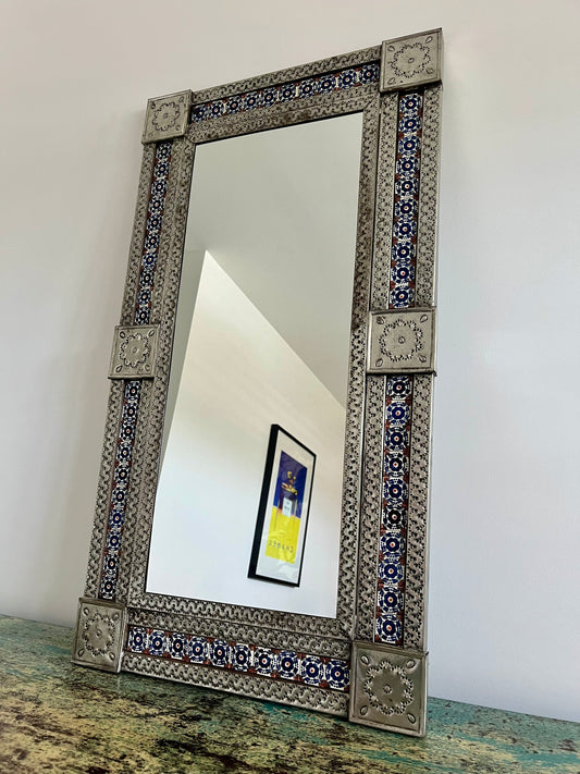 Gorgeous Mexican Tin & Tiled Mirror