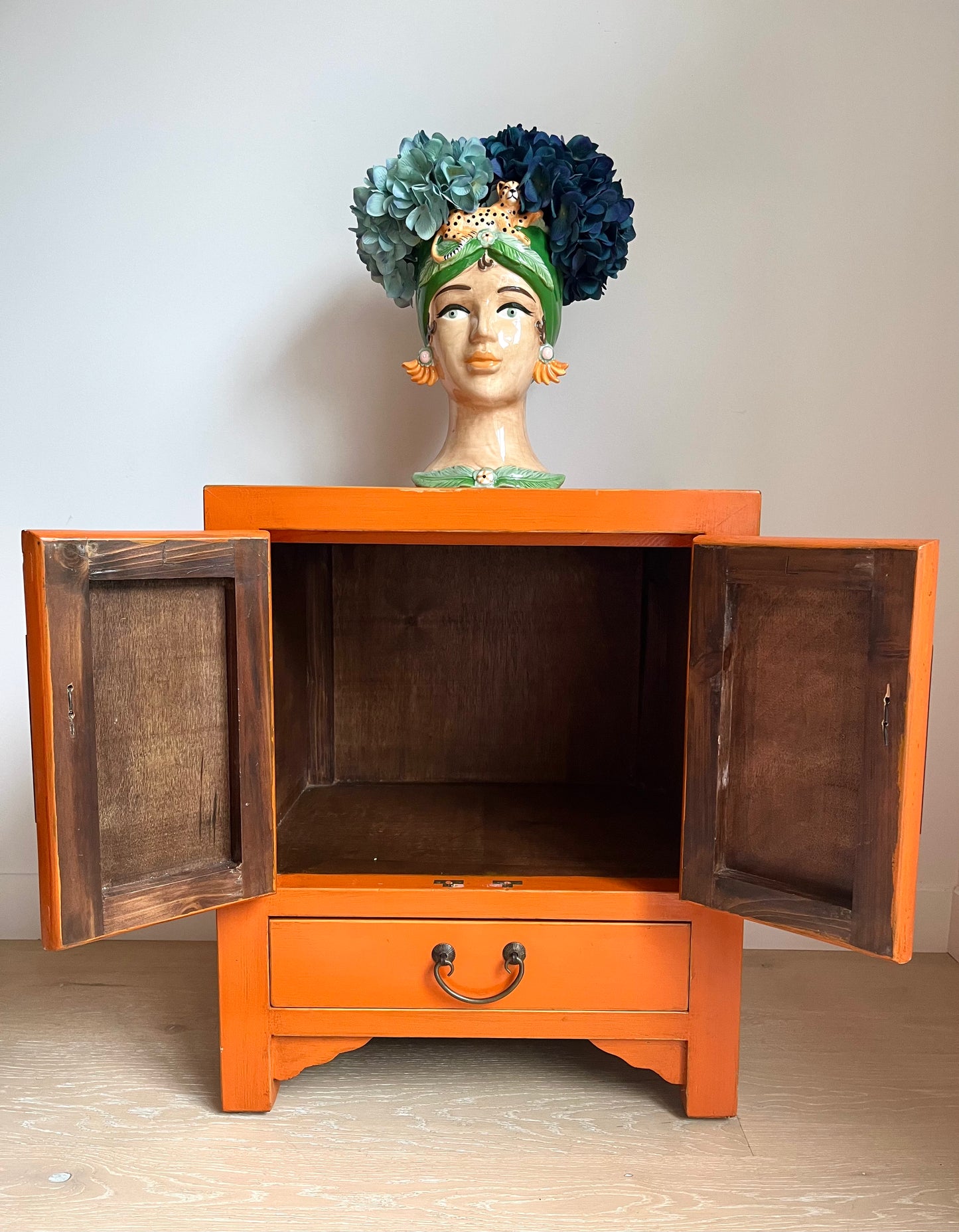Beautiful Orange Oriental Cabinet
