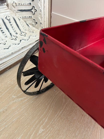 Rustic Red Decorative Metal Wagon