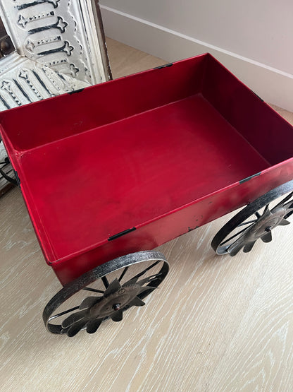 Rustic Red Decorative Metal Wagon