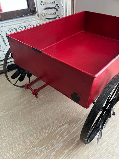Rustic Red Decorative Metal Wagon