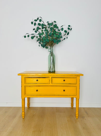 Tall Glass Le Forge Vase with Faux Eucalyptus Branches