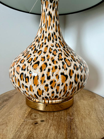 Lovely Le Forge Leopard Print Table Lamp