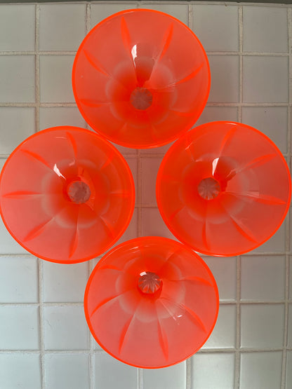 Mid Century Neon Orange Dessert Bowls x 10