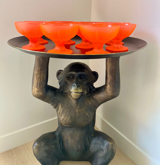 Mid Century Neon Orange Dessert Bowls x 10