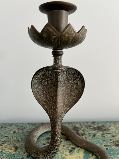 Pair of Vintage Metal Snake Candle Holders