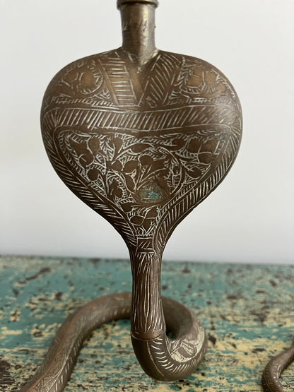 Pair of Vintage Metal Snake Candle Holders