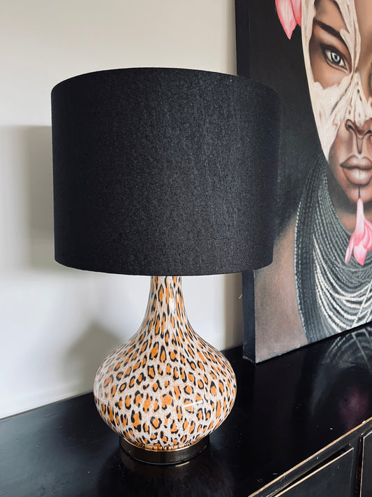 Lovely Le Forge Leopard Print Table Lamp