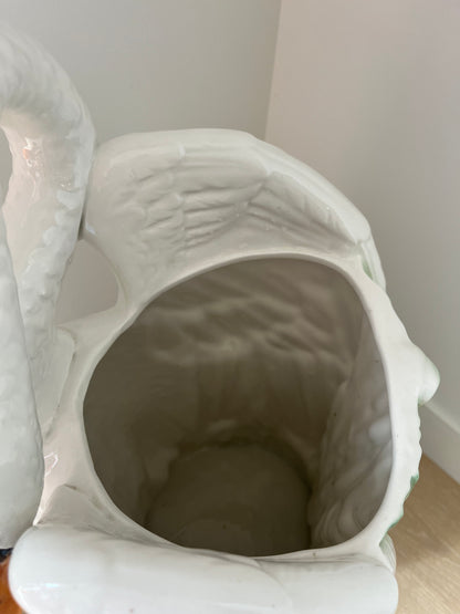 Stunning Italian Vintage Ceramic Swan Umbrella Stand/ Planter