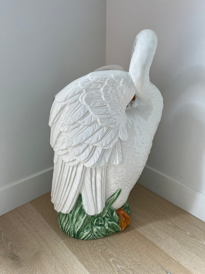 Stunning Italian Vintage Ceramic Swan Umbrella Stand/ Planter
