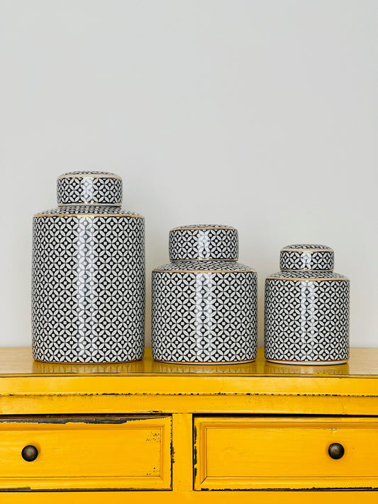 Set of 3 Geometric Design Ginger Jars