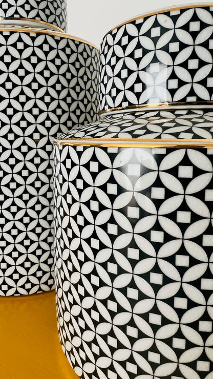Set of 3 Geometric Design Ginger Jars