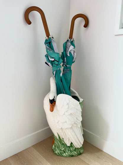 Stunning Italian Vintage Ceramic Swan Umbrella Stand/ Planter