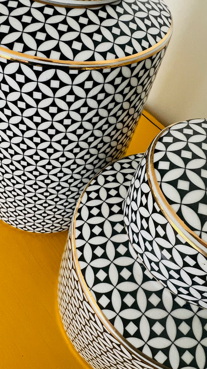 Set of 3 Geometric Design Ginger Jars