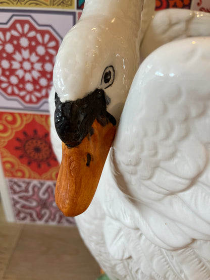 Stunning Italian Vintage Ceramic Swan Umbrella Stand/ Planter