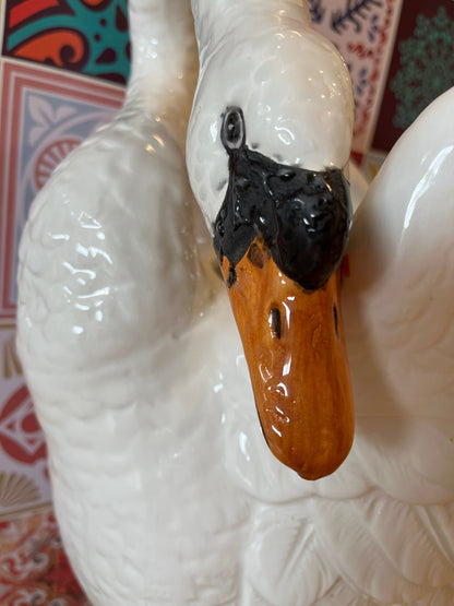Stunning Italian Vintage Ceramic Swan Umbrella Stand/ Planter