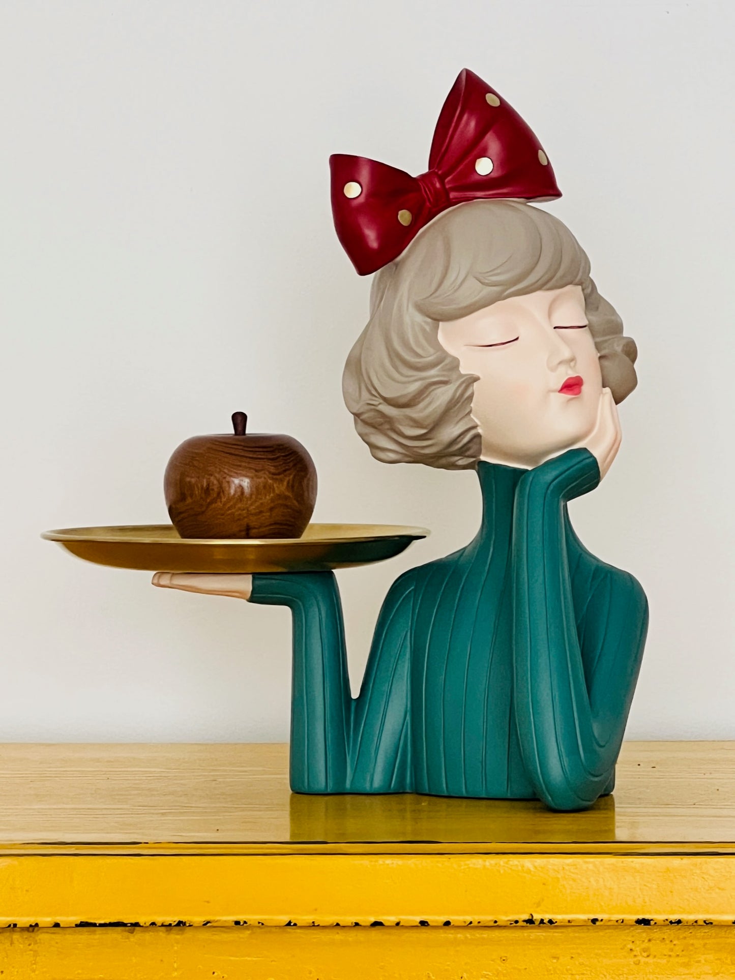 Funky Lady Tray with Wooden Apple