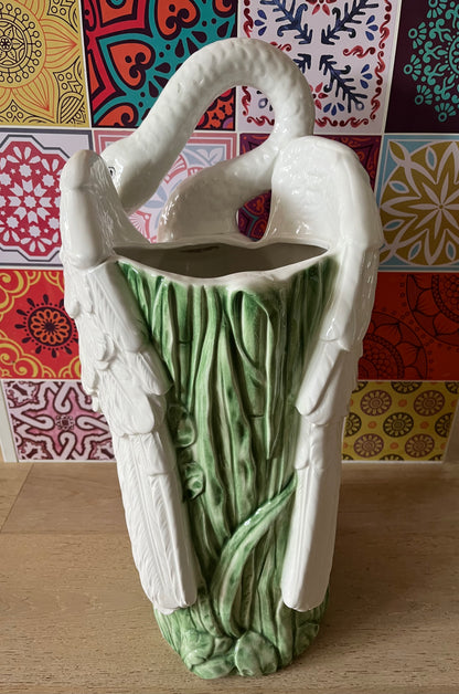 Stunning Italian Vintage Ceramic Swan Umbrella Stand/ Planter