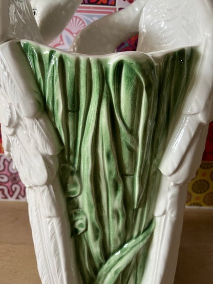 Stunning Italian Vintage Ceramic Swan Umbrella Stand/ Planter