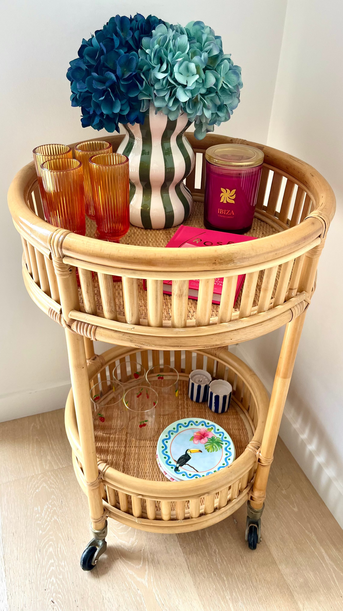 Chic Curated Cane Bar Cart