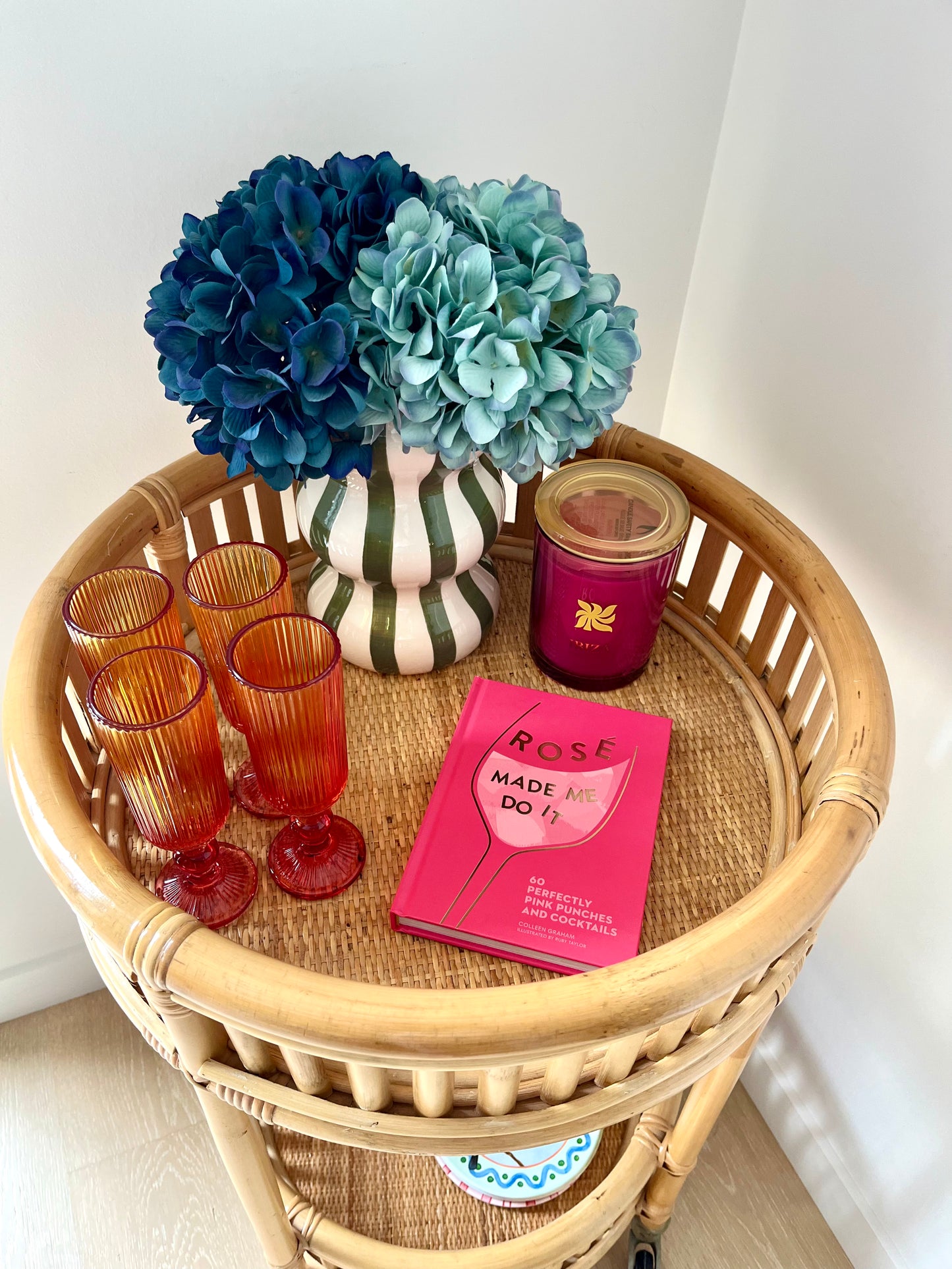 Chic Curated Cane Bar Cart