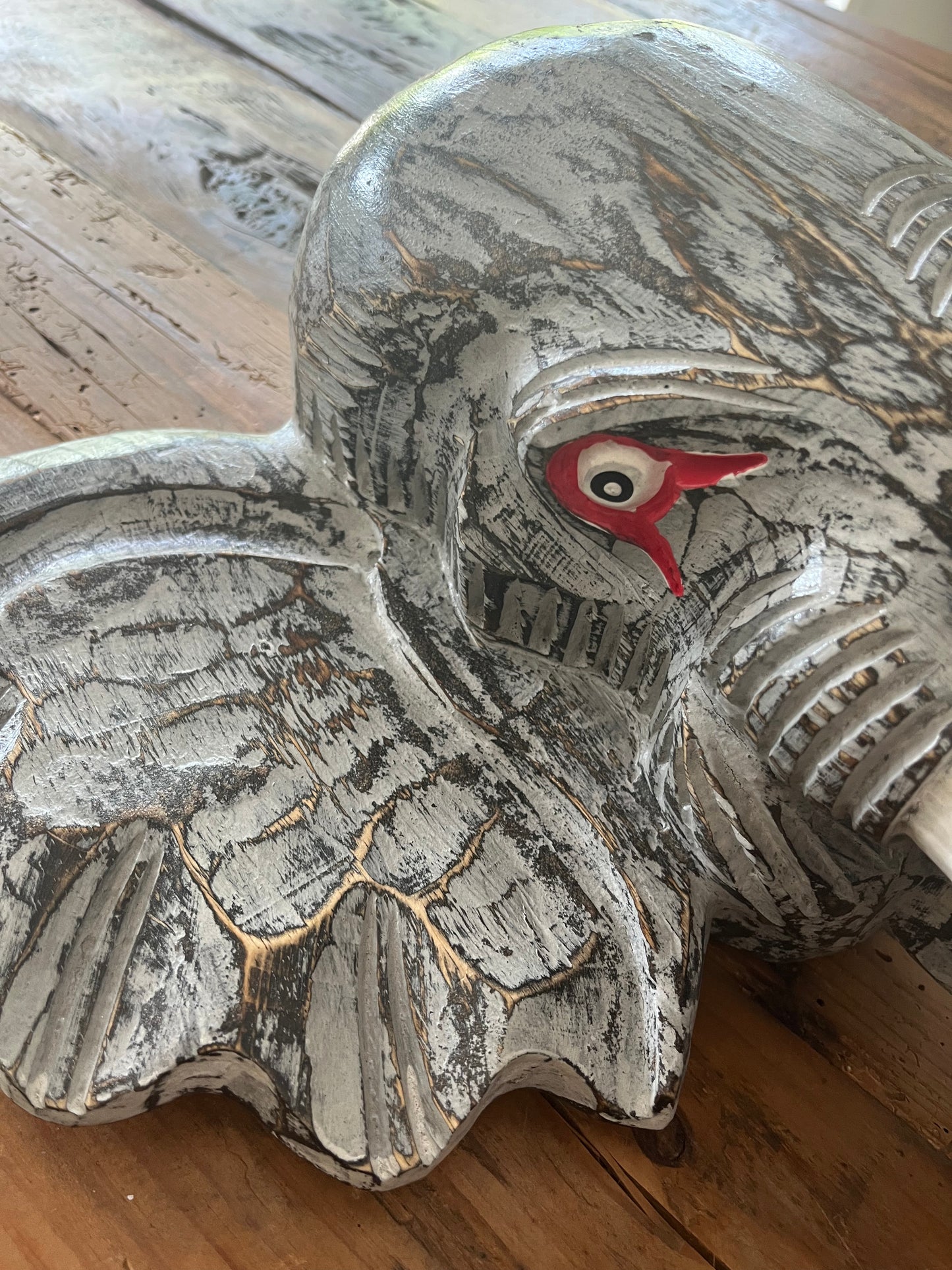 Wooden Elephant Head Decor