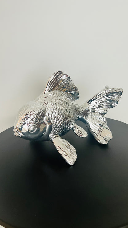 Elegant Silver Resin Fish Figurine