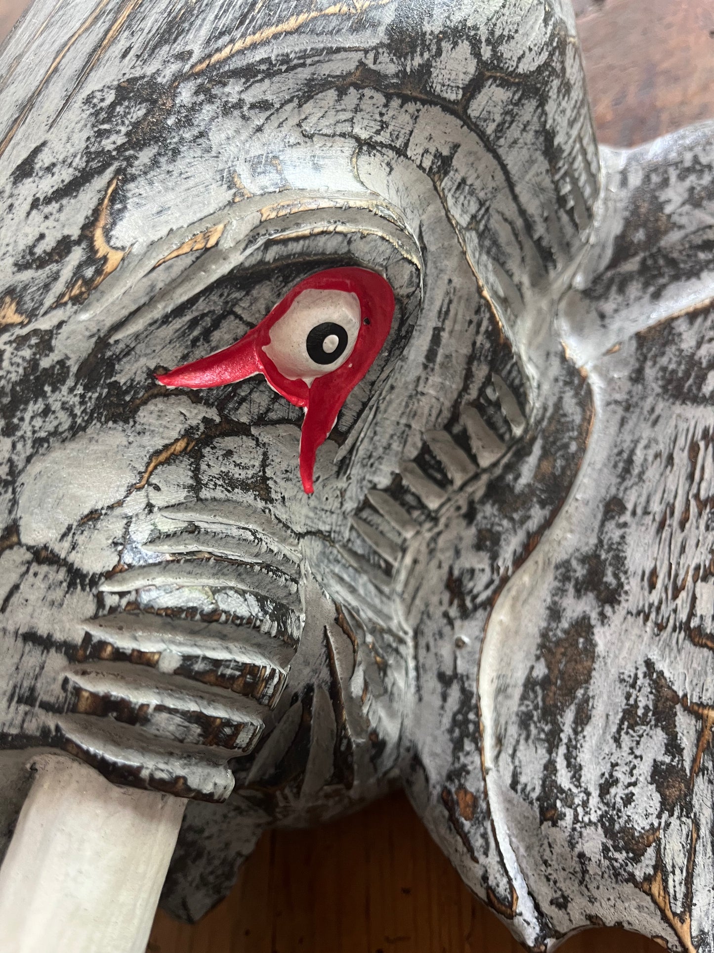 Wooden Elephant Head Decor