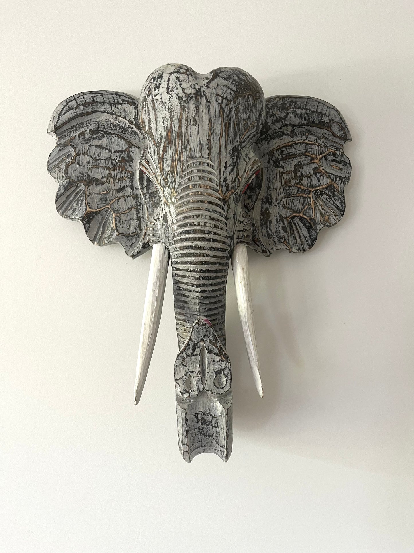 Wooden Elephant Head Decor