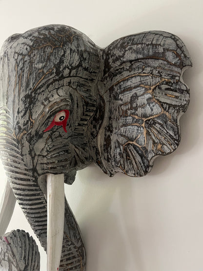 Wooden Elephant Head Decor