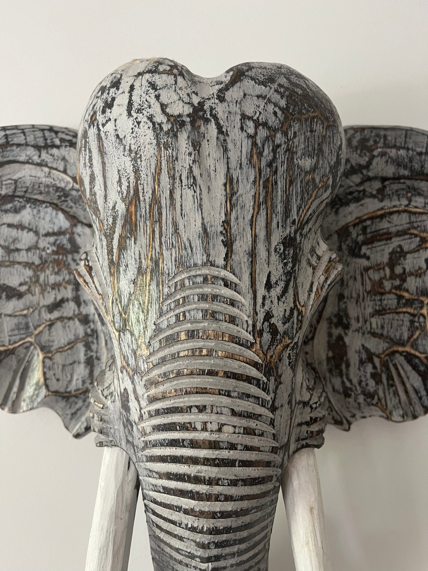Wooden Elephant Head Decor