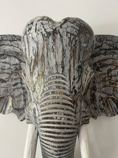 Wooden Elephant Head Decor