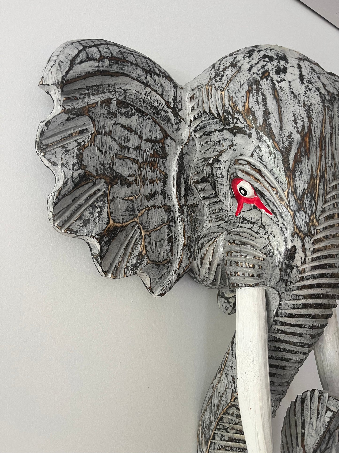 Wooden Elephant Head Decor