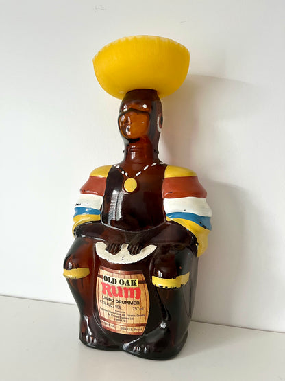 Vintage Old Oak Rum Limbo Drummer Bottle with Sombrero Lid
