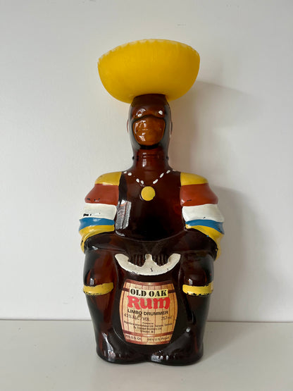 Vintage Old Oak Rum Limbo Drummer Bottle with Sombrero Lid