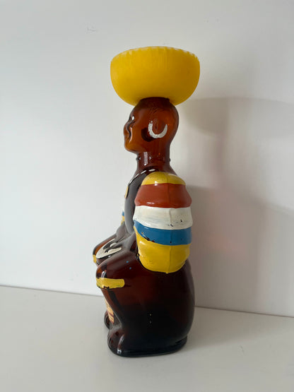 Vintage Old Oak Rum Limbo Drummer Bottle with Sombrero Lid