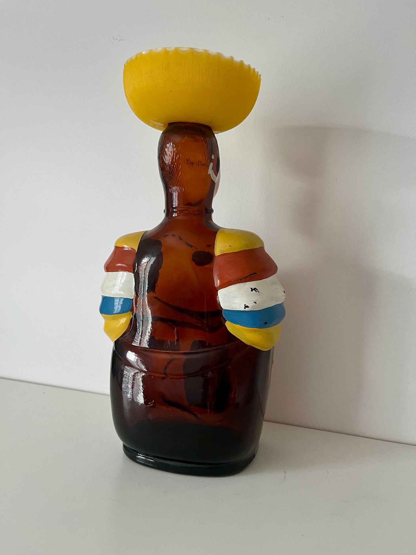 Vintage Old Oak Rum Limbo Drummer Bottle with Sombrero Lid