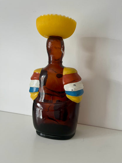 Vintage Old Oak Rum Limbo Drummer Bottle with Sombrero Lid