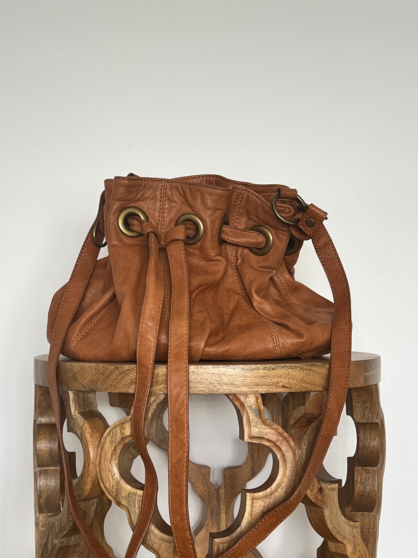 Witchery Tan Leather Bucket Bag