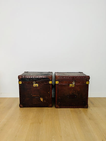 Pair of Vintage Leather Boxes from Portobello Road in London