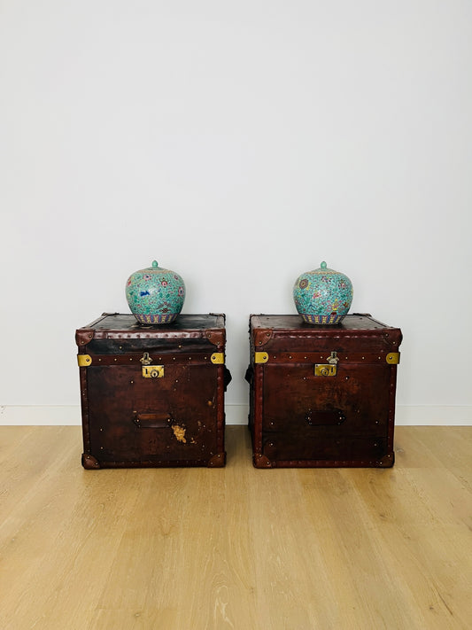 Pair of Vintage Leather Boxes from Portobello Road in London