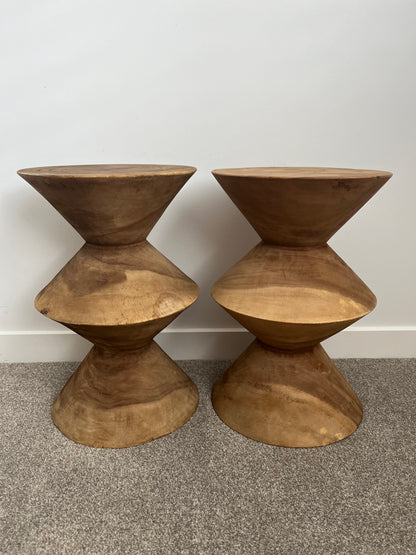 Beautiful Pair of Wooden Side Tables/ Stools