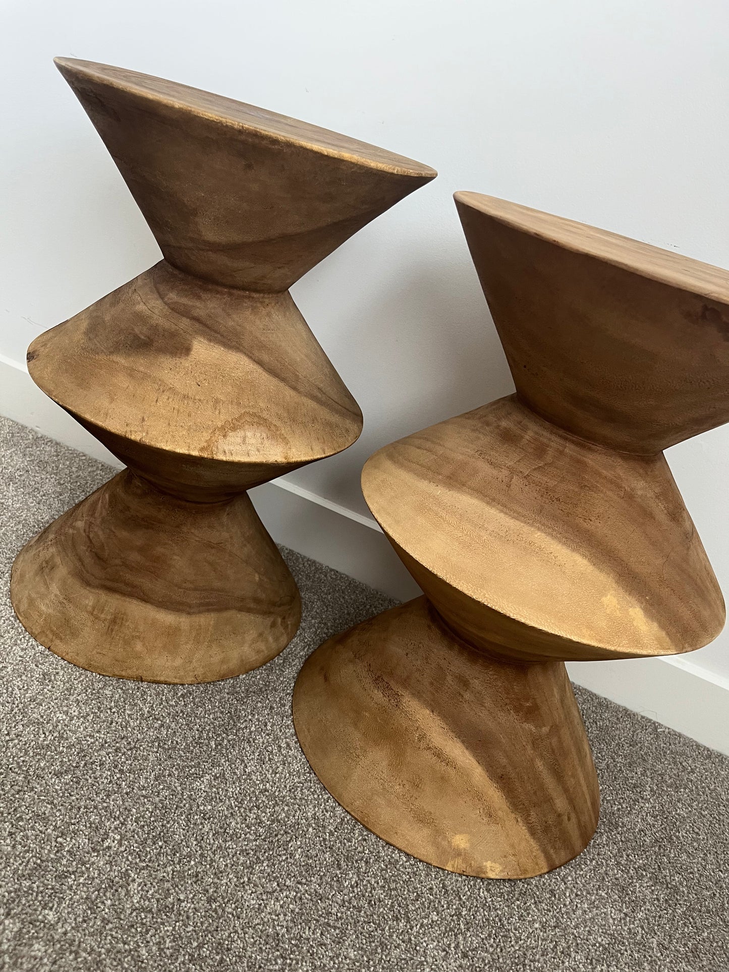 Beautiful Pair of Wooden Side Tables/ Stools