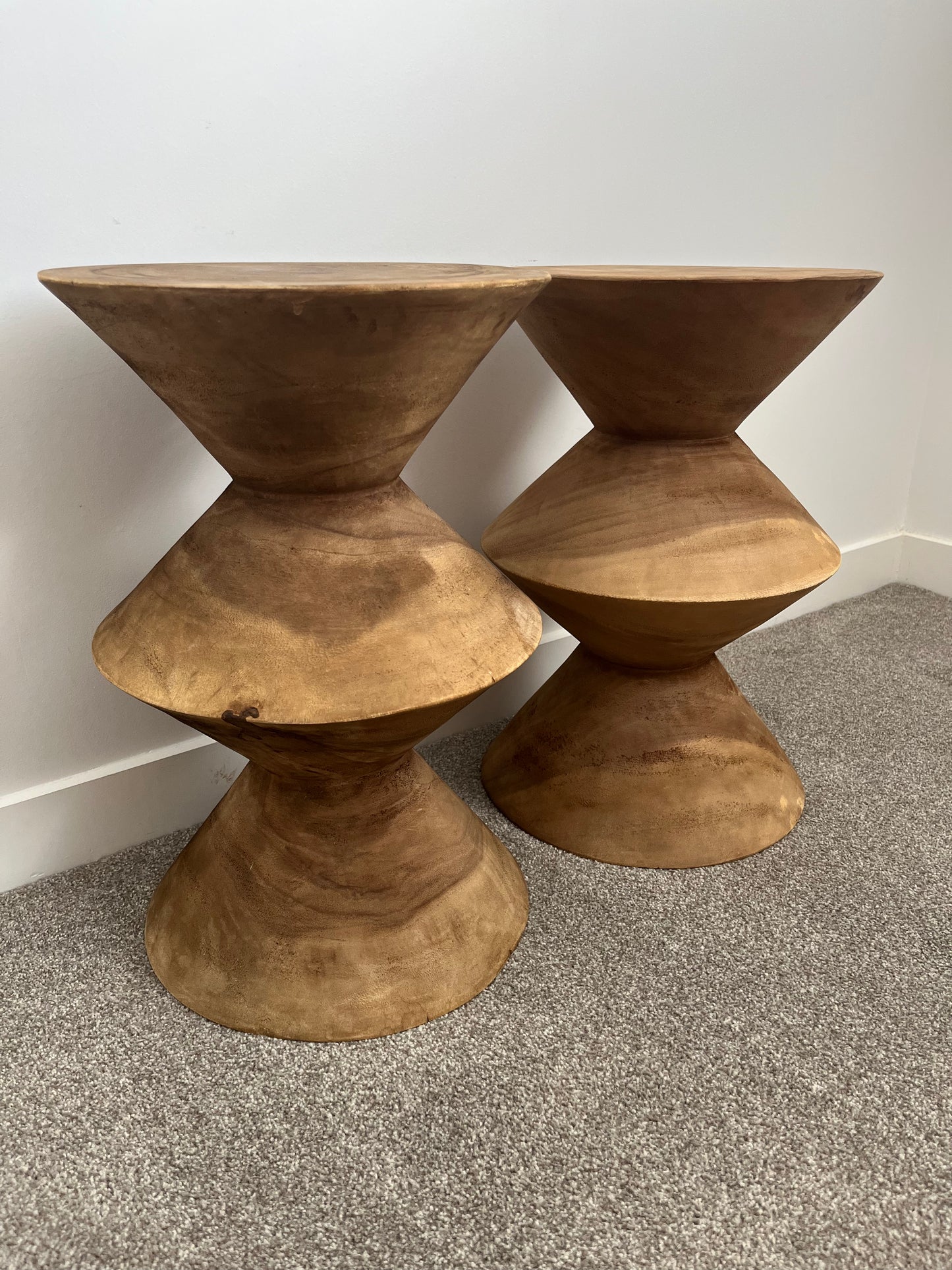 Beautiful Pair of Wooden Side Tables/ Stools