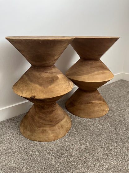 Beautiful Pair of Wooden Side Tables/ Stools