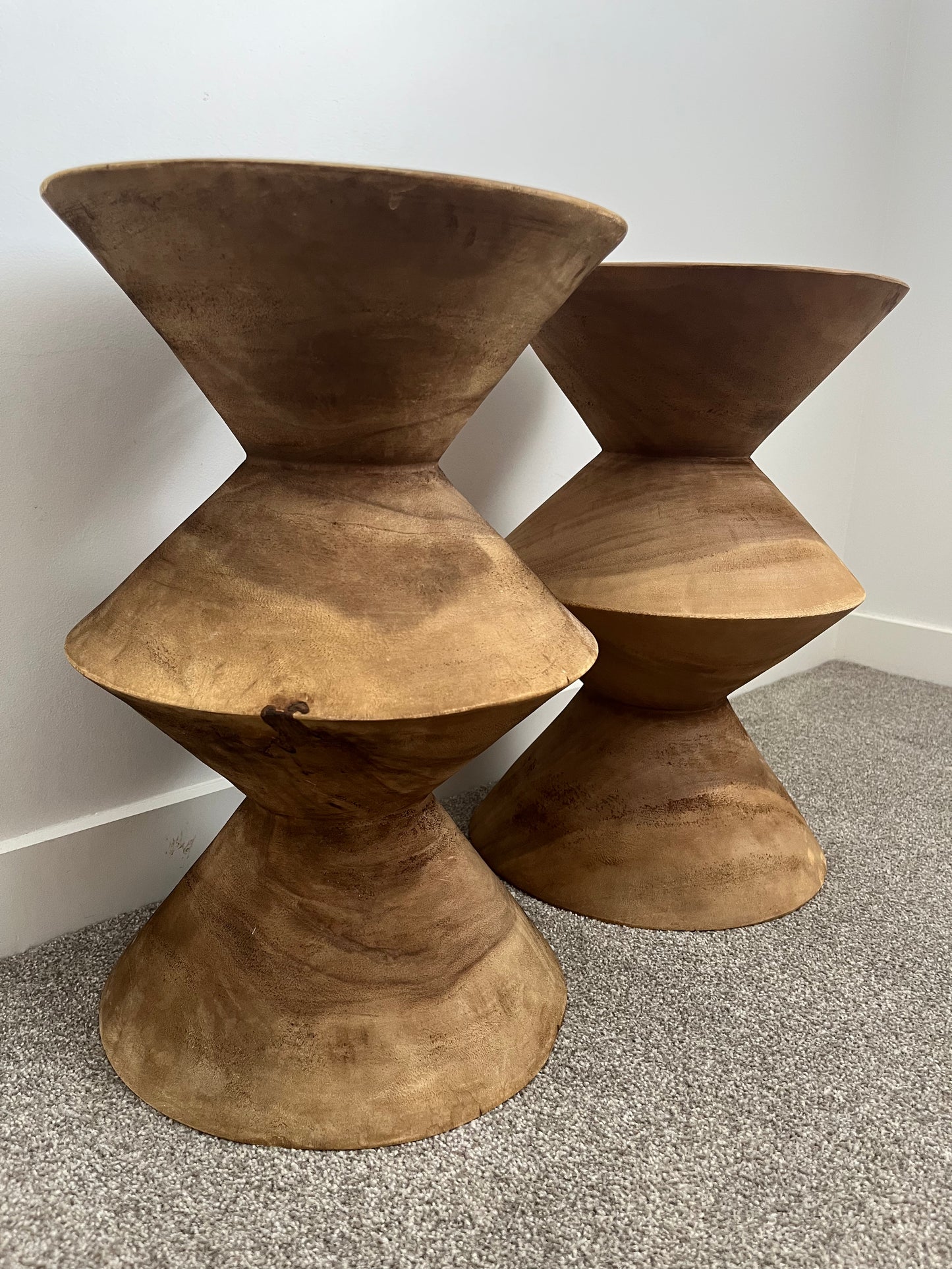 Beautiful Pair of Wooden Side Tables/ Stools