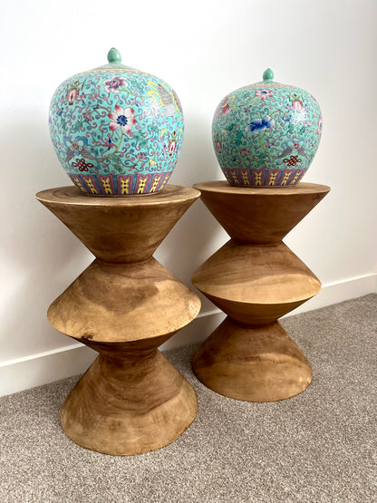 Beautiful Pair of Wooden Side Tables/ Stools